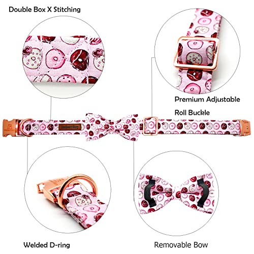  Lionheart Glory Dog Collar, Pink Dog Bow Collar For Female Dogs Collar With Bow Adjustable Bowtie Collar Cute Patterns For Small Dogs Pet Gift