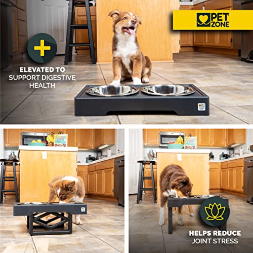  Pet Zone Designer Diner 3 Height Adjustable Dog Food Stand With 2 Stainless Steel Dog Bowls (7 Cup Capacity Each)