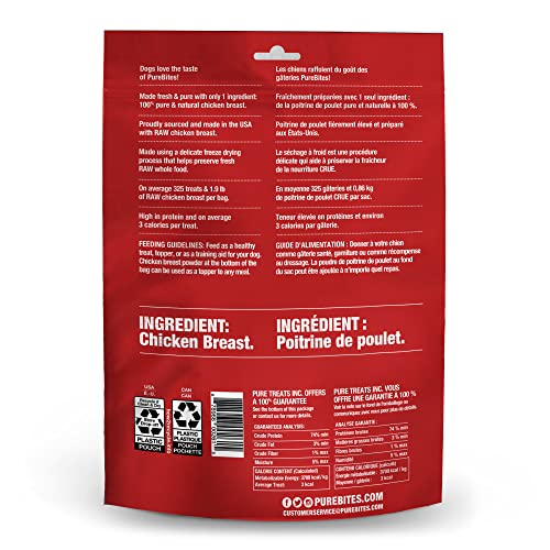  PureBites Freeze Dried RAW Chicken Breast Treats For Dogs, 8.6oz