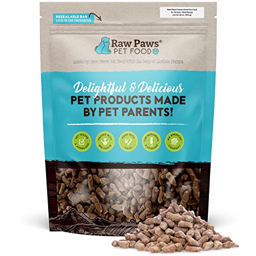  Raw Paws Freeze Dried Raw Ferret Food, Beef 16-oz - Made In USA - Premium, Grain Free Ferret Diet For Small, Adult, Senior & Baby Ferrets - Also Use As Natural Ferret Treats For Rewarding & Training