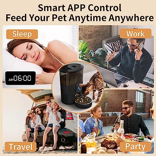  PAPIFEED Automatic Cat Feeders With APP: WiFi Pet Dry Food Dispenser Compatible With Alexa & Echo,Smart Timed Auto Cat Feeder With Anti-bite Power Cord For Cats, Dogs,Up To 10 Meals Per Day(15 Cup)