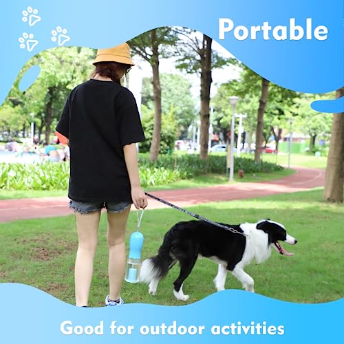  MORMIUKII Dog Water Bottles,Portable Dog Water Bottle With Food Container & Poop Bags,Leak Proof Dog Travel Water Bottle For Walking,Hiking,Travel,BPA-Free & Ligthtwight（20oz）(Blue)