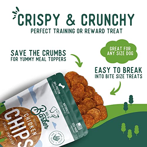  Beg & Barker Chicken Chips For Dogs (8oz, Pack Of 1) - Single Ingredient Dog Treats Made For Small And Large Dogs Protein Human Grade Dog Treats Made From Real Meat Chicken, Made In USA