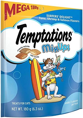  TEMPTATIONS MixUps Crunchy And Soft Cat Treats, Surfer's Delight Flavor, 30 Oz. Tub