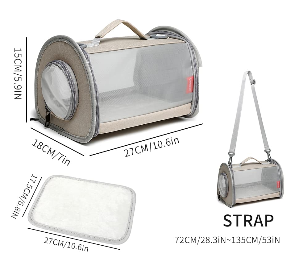 GENERIC Portable Travel Small Animal Carrier Bag Guinea Pig Carrier Bird Rabbit Turtle Carrier Cage Portable Travel Hamster Small Pet Bag Bird Rabbit Guinea Pig Squirrel Breathable Hangbag(Khaki)