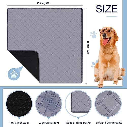  Jhua Washable Pee Pads For Dogs Large 59"x59" Reusable Pee Pads For Dogs, Non-Slip Waterproof Puppy Pads Pet Training Pads, Heavy Absorbent Pee Pad For Dogs, Playpen, Crate, Travel