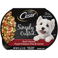  CESAR Simply Crafted Adult Wet Dog Food Meal Topper, Beef, Chicken, Purple Potatoes, Peas & Carrots, (10) 1.3 Oz. Tubs