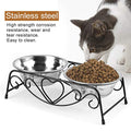  Pet Feeder For Dog Cat Stainless Steel Bowls Elevated Dog Feeder, Food And Water Bowls With Retro Iron Stand, Shelf Stand Double Diner Feeder Bowls Dishes For Small Medium Dogs And Cats