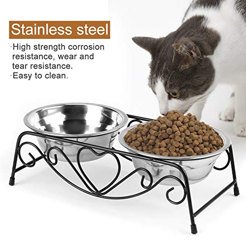  Pet Feeder For Dog Cat Stainless Steel Bowls Elevated Dog Feeder, Food And Water Bowls With Retro Iron Stand, Shelf Stand Double Diner Feeder Bowls Dishes For Small Medium Dogs And Cats