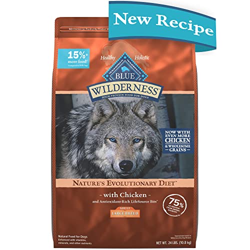  Blue Buffalo Wilderness High Protein Natural Large Breed Adult Dry Dog Food Plus Wholesome Grains, Chicken 24 Lb Bag