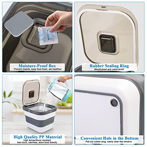  DricRoda Collapsible Dog Food Storage Container Cat Pet Food Storage Container Bin For Pet, Kitchen Rice Box With Airtight Lid Push-type Storage Bin Foldable Flour Bucket Moisture-proof Grain Storage