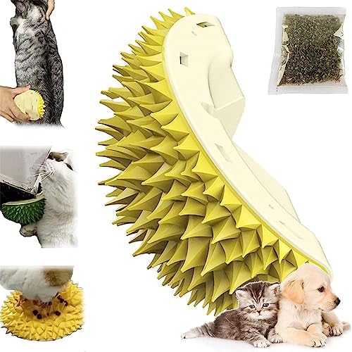  Durian-Shaped Cat Scratcher,Durian Multifunctional Toys,Cat Durian Shell Durian，Massaging And Removing Floating Hair Cat Dog Mint Toys (Green)