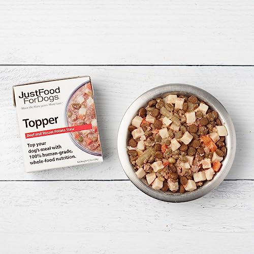  JustFoodForDogs Dog Food Toppers - Beef & Russet Potato Stew, 12 Pack (11 Oz), Wet Dog Food Toppers With Human Grade, Grain Free And Whole-Food Ingredients For Small And Large Pets
