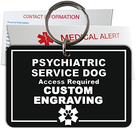  My Identity Doctor Psychiatric Service Dog ID Tag Custom Engraved Rectangle Plastic - Blue - Medium