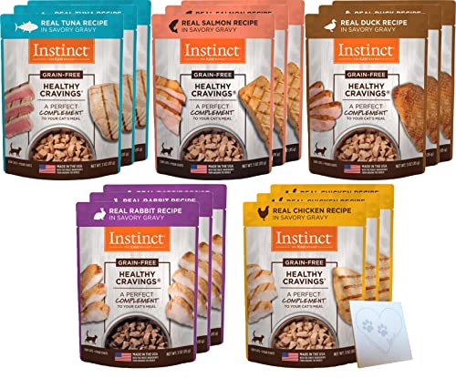 GENERIC Nature's Instinct Grain Free Wet Cat Food Toppers Variety Pack - Five Total Flavors: Chicken, Duck, Salmon, Rabbit, And Tuna (3oz Each, 45oz Total),, 3 Ounce (Pack Of 15)