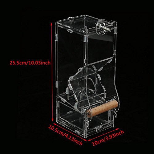  Furnoor Cage Food Feeder, 1pc Transparent Acrylic Automatic Pet Parrots Birds Seeds Feeder For Quadrate Cage(L Single Type)