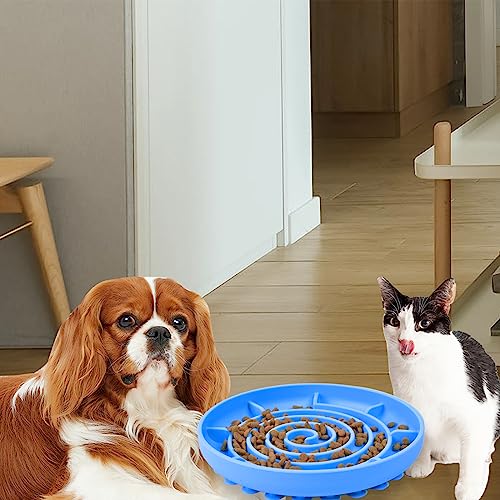  ChezAbbey Slow Feeder Dog Bowl, Silicone Dog Food Bowl, Slow Eating Feeding Pet Food Dish For Medium Small Breed Dogs Puppy Cats, Bloat Stop Anti Gulping Nonslip Puzzle Lick Bowl With Suction Cups