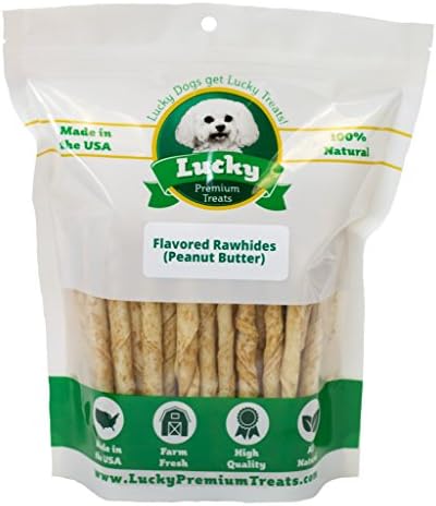  Lucky Premium Treats Chicken Basted Rawhide – All-Natural Rawhide And Beef Dog Treats For Small Dogs, Gluten Free Premium Small Dog Treats (15 Chews)