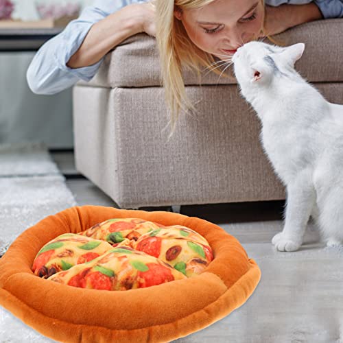  Plushes Outdoor Toys Cat Bed Indoor Cat Sleeping Mat Pizza Shaped Cat Cushion Soft Warm Dog Bed Round Bed Mats Pet Mattress Crate Pad Creative Pets Supplies Outdoor Playset