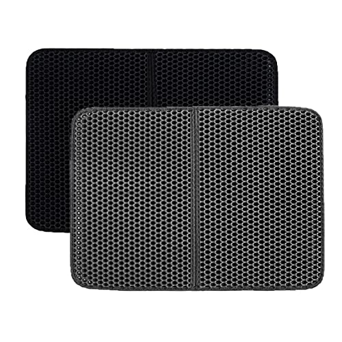  AYENCI Cat Litter Scooper, Pet Cat Litter Mat Waterproof EVA Double Layer Cat Litter Trapping Pet Litter Box Mat Clean Pad Products For Cats Accessories (Color : Gray, Size : 55x75 Cm Foldable)