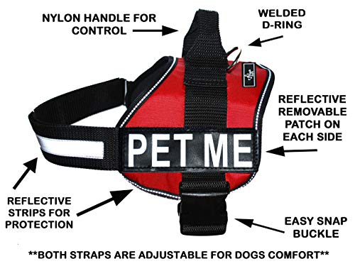  PET ME Nylon Dog Vest Harness. Purchase Comes With 2 Reflective Removable PET ME Pathces. Please Measure Your Dog Before Ordering