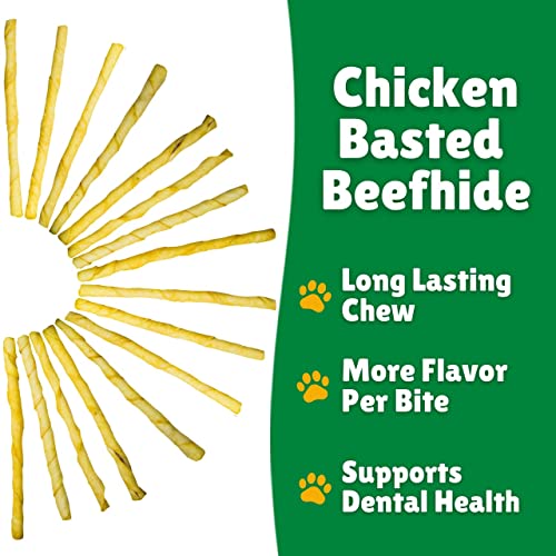  Lucky Premium Treats Chicken Basted Rawhide – All-Natural Rawhide And Beef Dog Treats For Small Dogs, Gluten Free Premium Small Dog Treats (15 Chews)