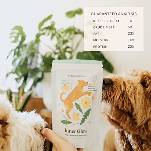  BOTANICAL BONES | Inner Glow Superfood Dog Treats | Plant-Based Limited Ingredient Crunchy Peanut Butter Cookies | Sustainable Natural Clean Label | Made In USA (3.5oz)