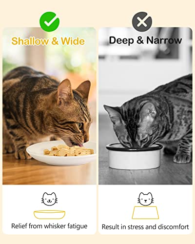  Dorakitten 2Pcs Cat Bowl, Ceramic Raised Cat Food Bowl, Elevated Pet Bowl,Anti Vomiting Cat Feeding Bowl, Non Slip Cat Dish, Protect Pet's Spine Make Cats Feel Comfortable, Dishwasher Safe1
