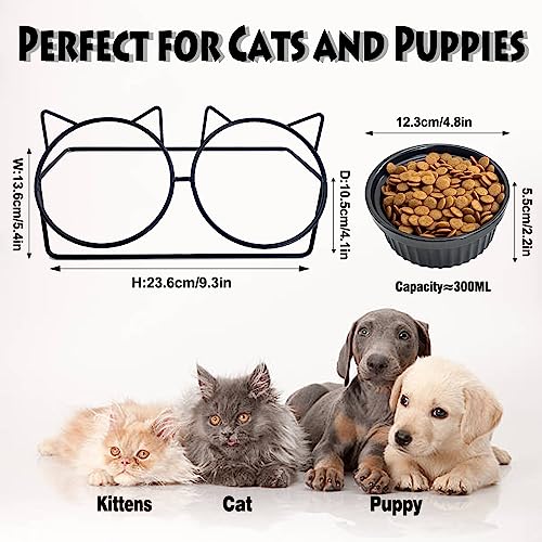  XINGTS Elevated Cat Bowls,Ceramic Raised Cat Food Bowl,15°Tilted Cat Feeding Bowls Elevated,Anti Vomiting Cat Bowls For Indoor Cats,Perfect For Cat And Small Dog Food And Water Bowl Dishes Set