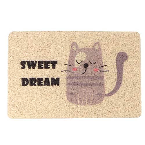  Baluue Large Dog Pads Dog Food Bowl Mat Cat Litter Mat Cat Litter Mats, 60 X 40cm PVC Mat, Pet Feeding Mat Cartoon Cat Litter Pad For Cats Dogs Kittens Puppy (Beige Large Pads