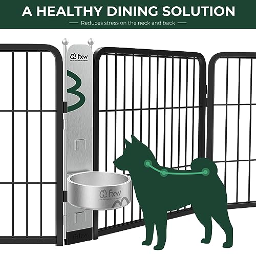  FXW Anti-tip Feeding Station With 32oz Dog Bowl, Use With Dog Playpen, Fits 24'' Height Of Fence│Patent Pending