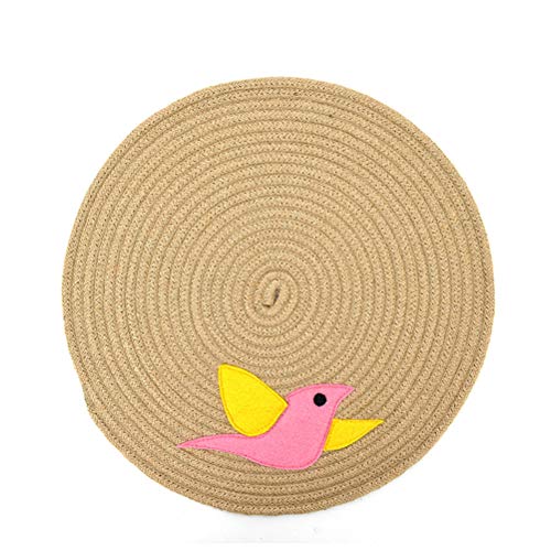  TEHAUX Pet Cat Hut- 1pc Pet Cat Litter Pad Circular Sleeping Mat Cartoon Hemp Rope Cushion Pet Placemat Food Feeding Mat Floor Mat (Random Color)