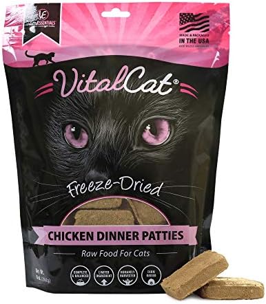  Vital Essentials Freeze Dried Cat Food, Pork Dinner Patties 8 Oz