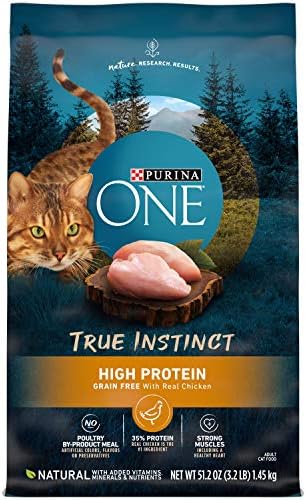  Purina ONE Natural, High Protein, Grain Free Dry Cat Food, True Instinct With Real Chicken - 14.4 Lb. Bag