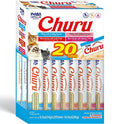  INABA Churu Cat Treats, Grain-Free, Lickable, Squeezable Creamy Purée Cat Treat/Topper With Vitamin E & Taurine, 0.5 Ounces Each Tube, 20 Tubes, Tuna & Seafood Variety Box