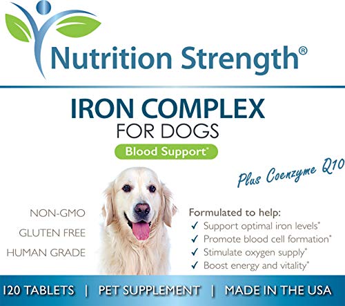  Nutrition Strength Iron For Dogs With Anemia To Support Blood Health, Blood Cell Formation & Oxygen Supply, Iron Supplement For Anemic Dogs + Vitamin C, Folate, Vitamin B12, 120 Chewable Tablets