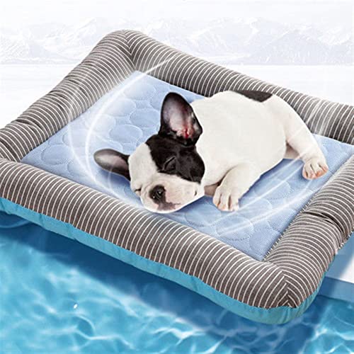  DEPILA Pet Washable For Large Medium Small Pets Sleeping Summer Cool Dog Mats For Food And Water Anti Slip Bed (Color : OneColor, Size : S 43x33cm)