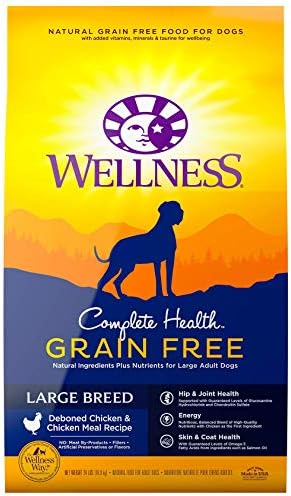  Wellness Complete Health Grain-Free Dry Dog Food, Natural Ingredients, Made In USA With Real Meat, For All Lifestages (Chicken, 24-Pound Bag)