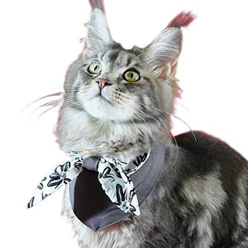  Elegant And Practical: Gray Print Cat Bib For Clean And Stylish Mealtimes (Small)