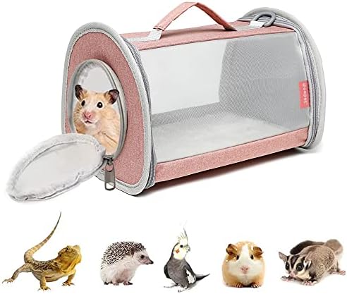 GENERIC Portable Travel Small Animal Carrier Bag Guinea Pig Carrier Bird Rabbit Turtle Carrier Cage Portable Travel Hamster Small Pet Bag Bird Rabbit Guinea Pig Squirrel Breathable Hangbag(Khaki)