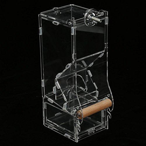  Furnoor Cage Food Feeder, 1pc Transparent Acrylic Automatic Pet Parrots Birds Seeds Feeder For Quadrate Cage(L Single Type)