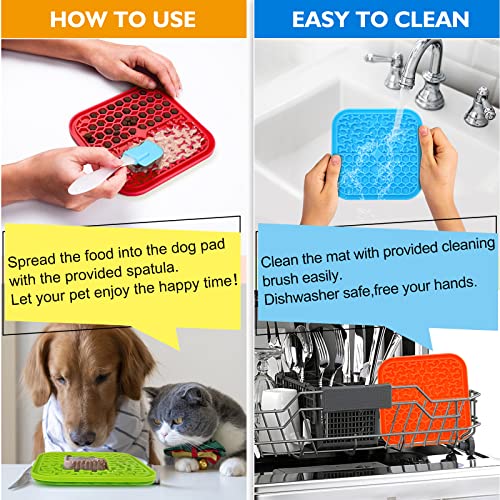  4 Pack Lick Mat For Dogs, Dog Slow Feeder Dowl Mat For Bathing Grooming Nailing Trimming, Food-Grade, Non-Toxic, Licking Pad For Dogs And Cats, Puzzle Feeding Mat For Pets