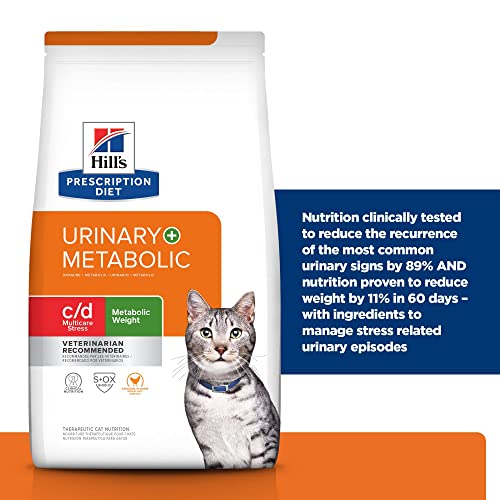  Hill's Prescription Diet C/d Multicare Stress + Metabolic, Urinary Stress + Weight Care Chicken Flavor Dry Cat Food, Veterinary Diet, 6.35 Lb. Bag