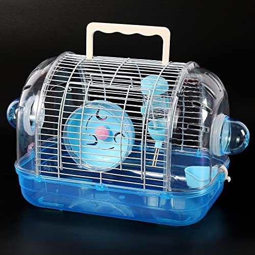  ASDNN Portable Hamster Cage,Portable Hamster Small Room,Comfortable,Beautiful And Warm Villa,with Roller Water Bottle Small Room, Portable (Blue)