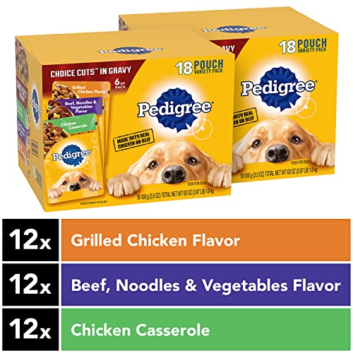  Pedigree Choice Cuts In Gravy Adult Wet Dog Food Variety Packs, 3.5 Ounce - 18 Count (Pack Of 2)