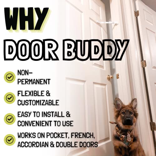  Door Buddy Adjustable Cat Door Latch - Grey 2 Pack. Pet Door Holder To Dog Proof Cat Litter Box & Keep Dog Out Of Cat Food. Simpler Than Cat Gate Or Interior Cat Door. Adjustable Door Strap For Pets