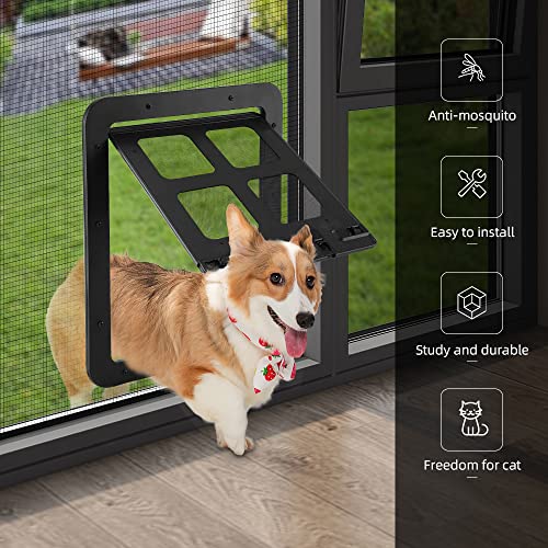  Cat Screen Door, Bautizadod Inside Opening 9.45 * 7.48 Inches Pet Door For Screen Door, Pet Door Magnetic Baffle, Automatic Adjustable Lockable Black Door For Puppy Dog And Cat Door, Easy To Install.