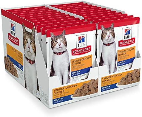  Hill's Science Diet Senior 7+ Wet Cat Food Pouches, Variety Pack, Chicken And Tuna, 2.8 Oz., 12-Pack