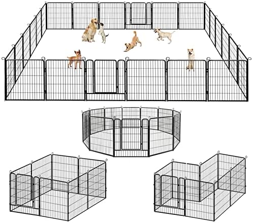  Jhsomdr 40" Outdoor Dog Fence Portable Dog Playpen For Small Medium Large Dogs, Dog Kennel Outdoor 28 Panels Pet Playpen Heavy Duty Dog Play Pens For Puppys Dog Fence For RV Camping