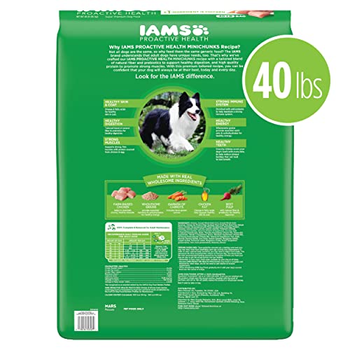  IAMS Adult Minichunks Small Kibble High Protein Dry Dog Food With Real Chicken, 40 Lb. Bag
